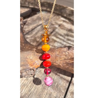 Collier "Éclat de Joie" – Création multicolore  en Verre Filé – Pendentif 6 Perles Artisanales