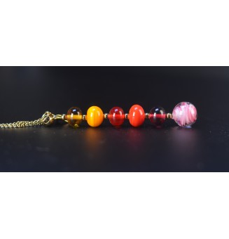 Collier "Éclat de Joie" – Création multicolore  en Verre Filé – Pendentif 6 Perles Artisanales
