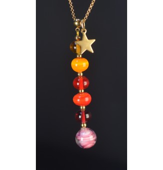 Collier "Éclat de Joie" – Création multicolore  en Verre Filé – Pendentif 6 Perles Artisanales