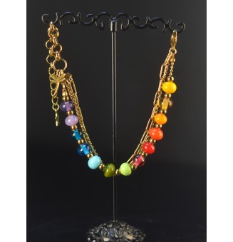 Bracelet Multirangs Doré & Perles de Verre Filé – Modèle Unique - MULTICOLORE