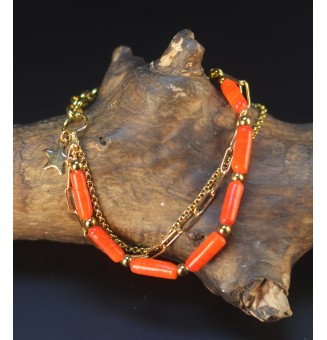 Bracelet orange Doré &...