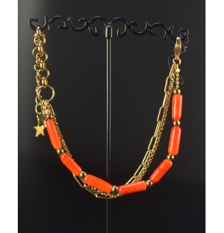 Bracelet orange Doré & Perles de Verre Filé – Modèle Unique - MULTICOLORE