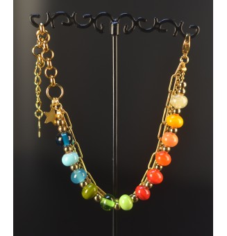 Bracelet Multirangs Doré & Perles de Verre Filé – Modèle Unique - MULTICOLORE