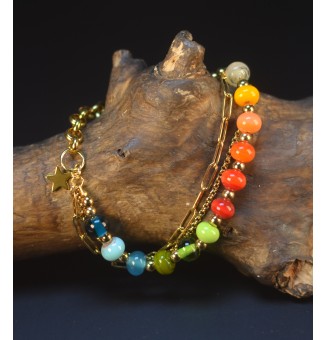 Bracelet Multirangs Doré &...