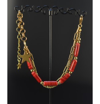 Bracelet BORDEAUX, Doré & Perles de Verre Filé – Modèle Unique