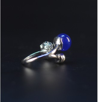 Bague réglable acier inoxydable avec perle de verre – Nouveau modèle - BLEU