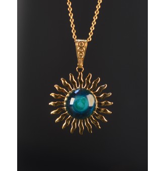Collier Soleil bleu vert en...