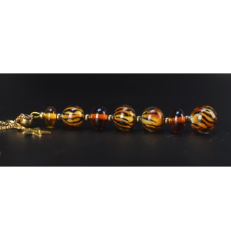 Collier "Éclat de Joie "LEOPARD" en perles de verre filé - acier inoxydable