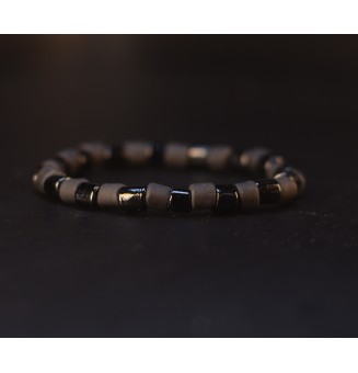 Bracelet élastique en perles de verre filé noires – Création artisanale uniqu