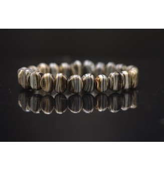 Bracelet élastique en perles de verre filé couleur pierre – Création artisanale unique