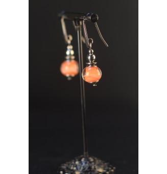 Boucles d’oreilles en perles verre filé – Abricot - acier inoxydable
