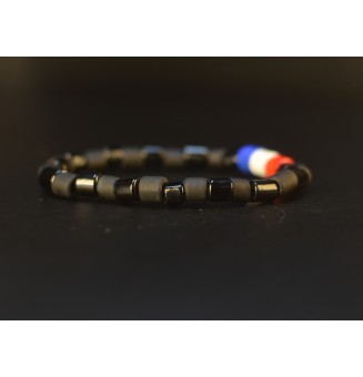Bracelet élastique tricolore en verre filé – Création artisanale française