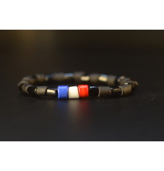 Bracelet élastique tricolore en verre filé – Création artisanale française