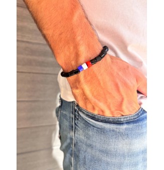 Bracelet élastique tricolore en verre filé – Création artisanale française