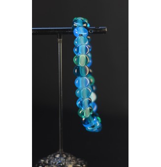 Bracelet élastique en perles de verre filé bleues – Dégradé de bleus – Création artisanale unique