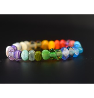 Bracelet élastique multicolore en perles de verre filé – Dégradé de couleurs – Création artisanale unique