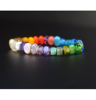 Bracelet élastique multicolore en perles de verre filé – Dégradé de couleurs – Création artisanale unique