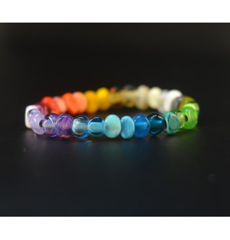 Bracelet élastique multicolore en perles de verre filé – Dégradé de couleurs – Création artisanale unique