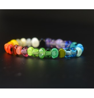 Bracelet élastique multicolore en perles de verre filé – Dégradé de couleurs – Création artisanale unique