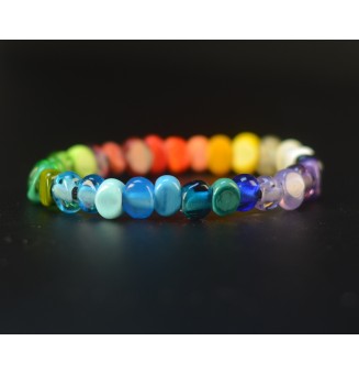 Bracelet élastique multicolore en perles de verre filé – Dégradé de couleurs – Création artisanale unique