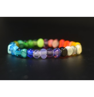 Bracelet élastique multicolore en perles de verre filé – Dégradé de couleurs – Création artisanale unique
