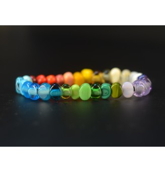 Bracelet élastique multicolore en perles de verre filé – Dégradé de couleurs – Création artisanale unique