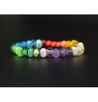 Bracelet élastique multicolore en perles de verre filé – Dégradé de couleurs – Création artisanale unique