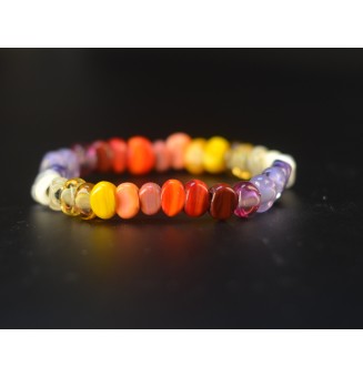 Bracelet élastique multicolore en perles de verre filé – Dégradé de couleurs – Création artisanale unique
