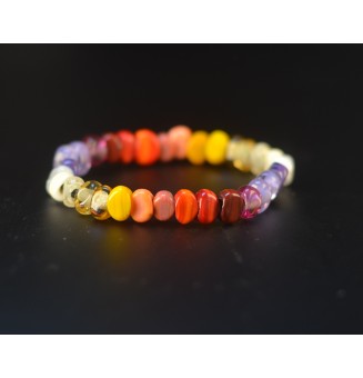 Bracelet élastique multicolore en perles de verre filé – Dégradé de couleurs – Création artisanale unique