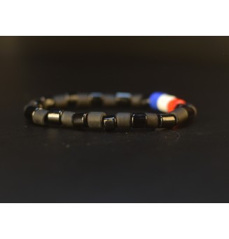 Bracelet élastique tricolore en verre filé – Création artisanale française