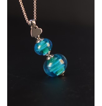 Collier Long Bleu & Vert En...