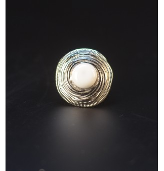 Bague en Verre Filé au Chalumeau "blanc"  - acier INOXYDABLE