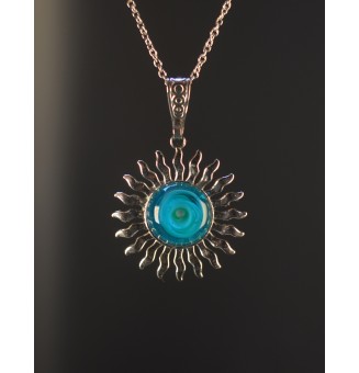 Collier Soleil bleu vert en...