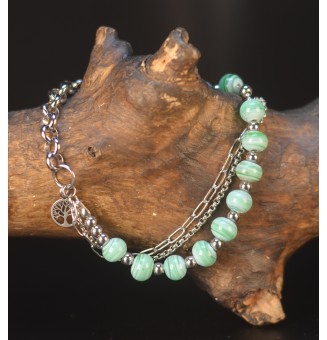 Bracelet Multirangs  & Perles de Verre Filé – Modèle Unique - vert caraibes
