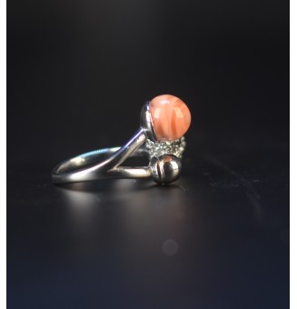 Bague réglable acier inoxydable avec perle de verre – Nouveau modèle - abricot