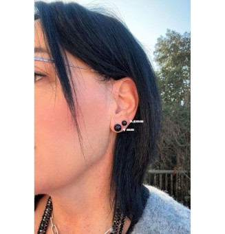 puces d'oreilles Gros diametre, bleu pétrole 10 mm Acier Inoxydable en verre