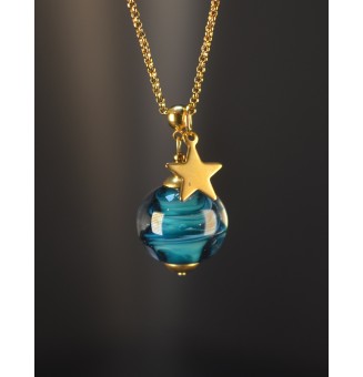 Collier long bleu pétrole...