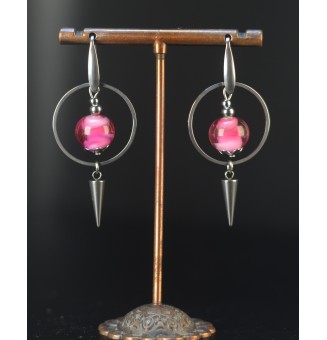 Boucles d’oreilles rose en...