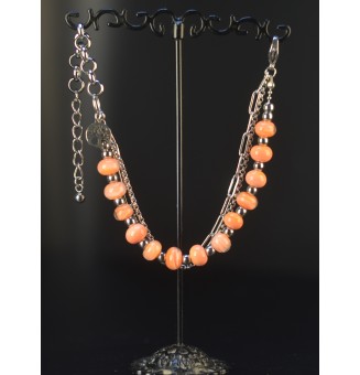 Bracelet Multirangs  & Perles de Verre Filé – Modèle Unique - Abricot