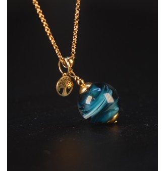 Collier long bleu pétrole...