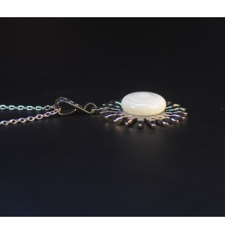 Collier Soleil – Verre Filé blanc & Acier Inoxydable Argenté