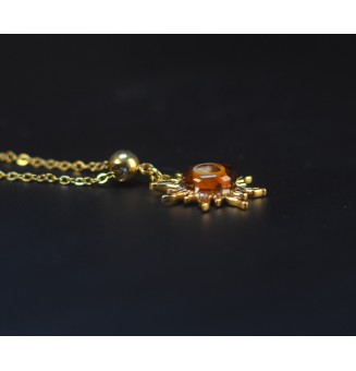 Collier Soleil ambré en verre filé – Acier inoxydable doré