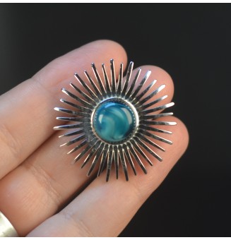 Bague Soleil argentée avec...