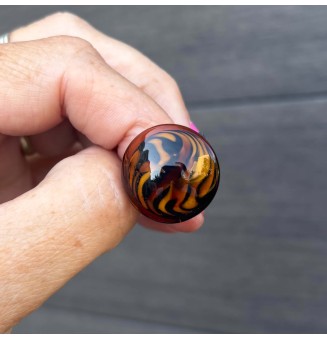 Bague cabochon léopard en...