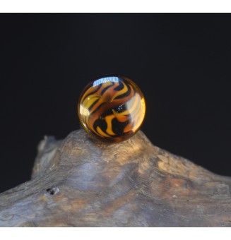 Bague cabochon léopard en verre filé – Acier inoxydable réglable