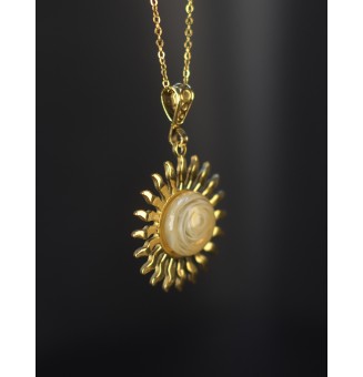 Collier Soleil ivoire en verre filé – Acier inoxydable doré