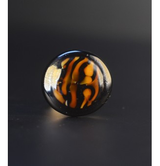 Bague Léopard en verre filé – Acier inoxydable argenté – Réglable