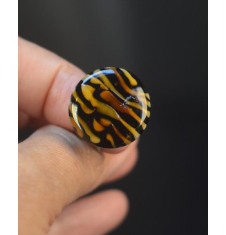 Bague Léopard en verre filé – Acier inoxydable argenté – Réglable
