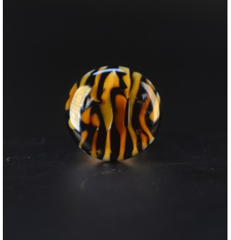 Bague Léopard en verre filé – Acier inoxydable argenté – Réglable