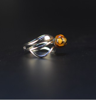 Bague Léopard triple anneau en verre filé – Acier inoxydable argenté